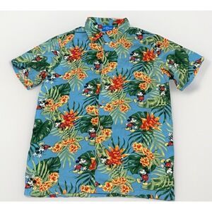 Tokyo Disney Resort Hawaiian Aloha  Mickey Shirt S/S Button Front‎ Sz Med